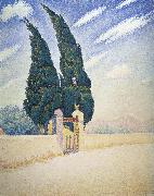 Paul Signac two cypresses mistral Sweden oil painting artist